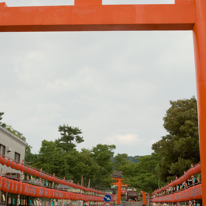 Red Torii gate at Fushimi Inari Shrine in Kyoto