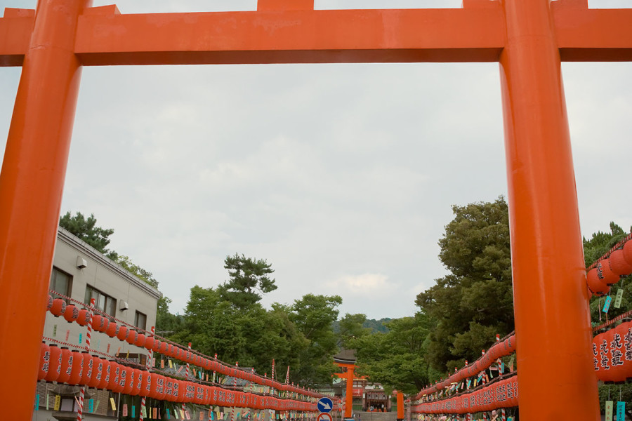 Red Torii gate at Fushimi Inari Shrine in Kyoto