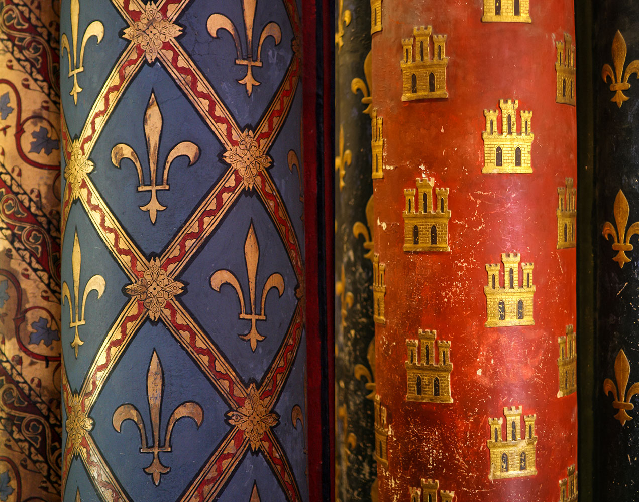 Fleur-de-lis and other Patterns on columns in Sainte Chapelle Church in Paris