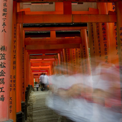 Red Torii gates in Kyoto