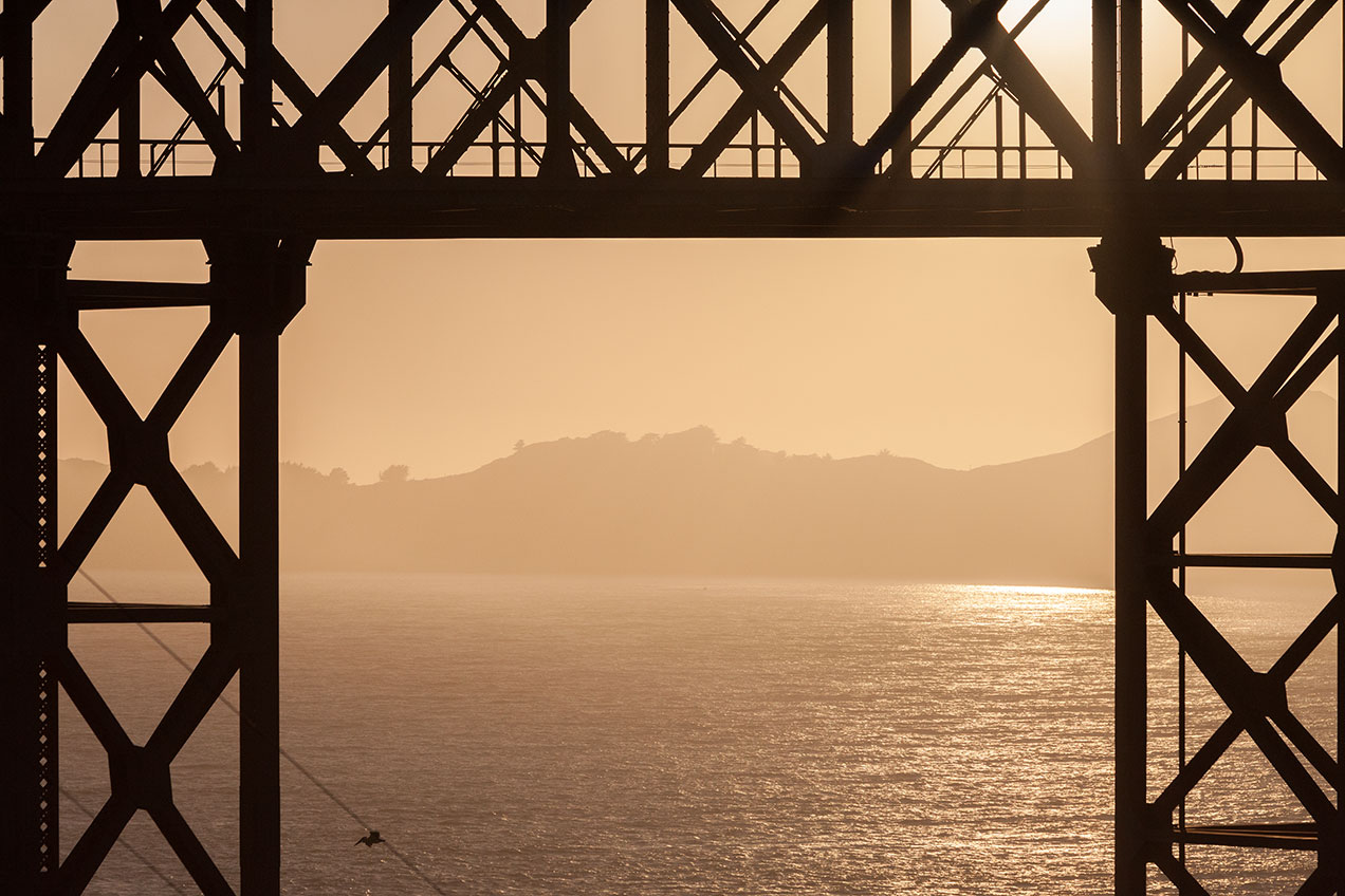 Seeing through the Golden Gate Bridge at Sunset