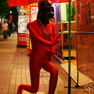 Vader Mannequin in Red Spandex on the street in Tokyo