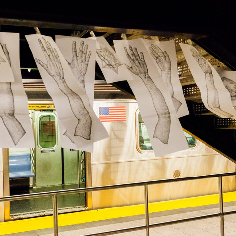 Ingredients of a Subway Car, Installation with Pen and Ink drawings, dimensions variable,